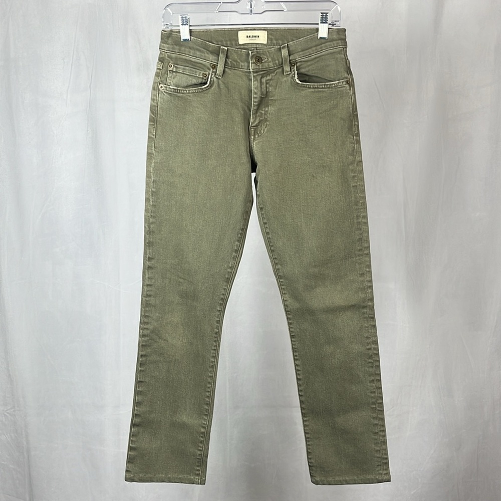 Baldwin Henley 5 Pocket‎ Slim Straight Jean in Cadet Green.